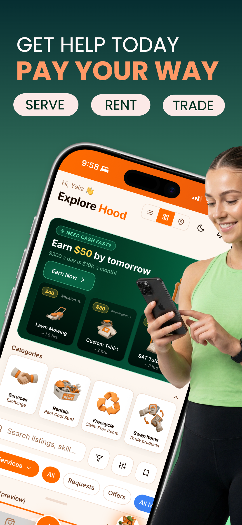 Get help and pay your way